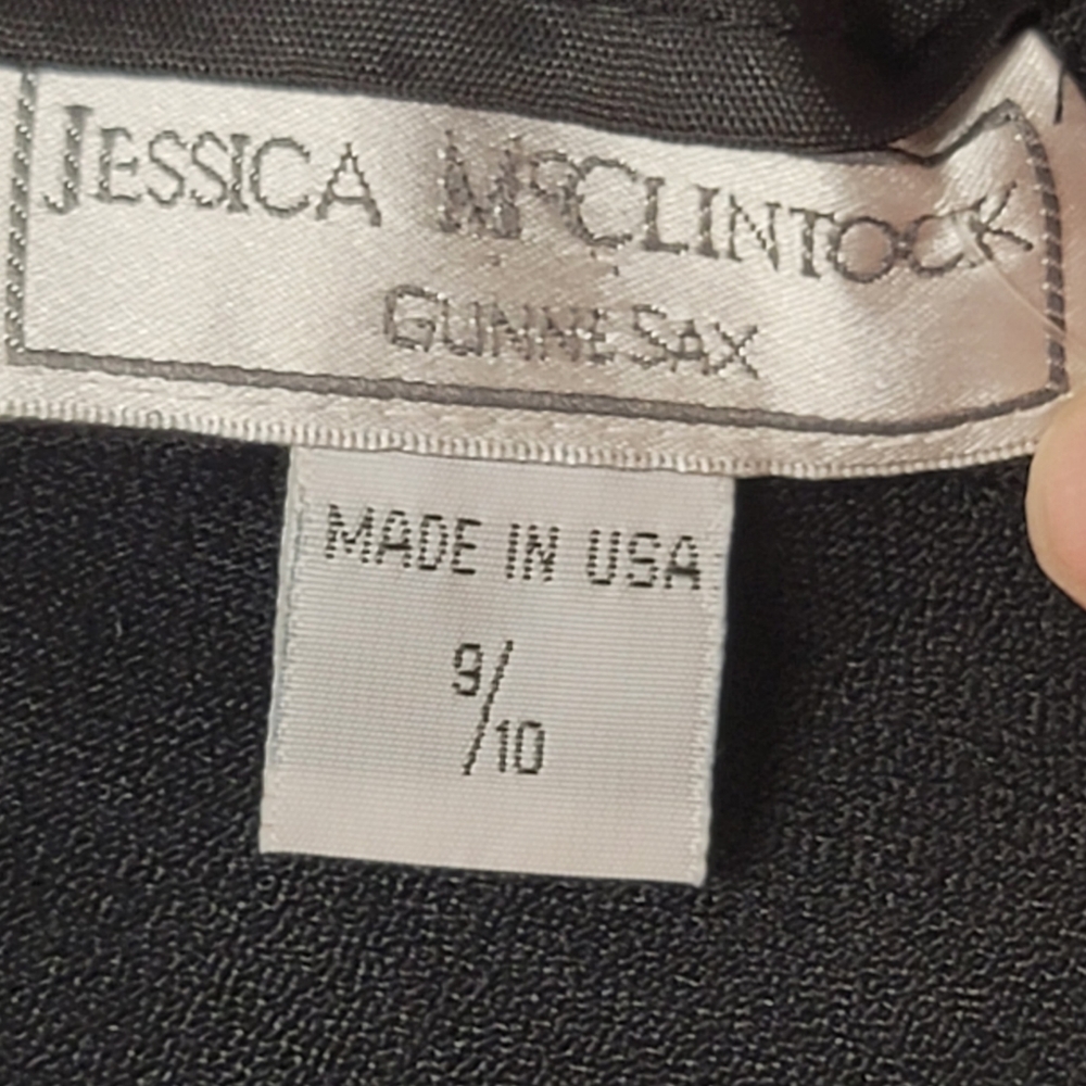 Vintage Gunnie Sax Jessica McClintock Crystal embellished Black Maxi Dress SZ 6 - Picture 5 of 16
